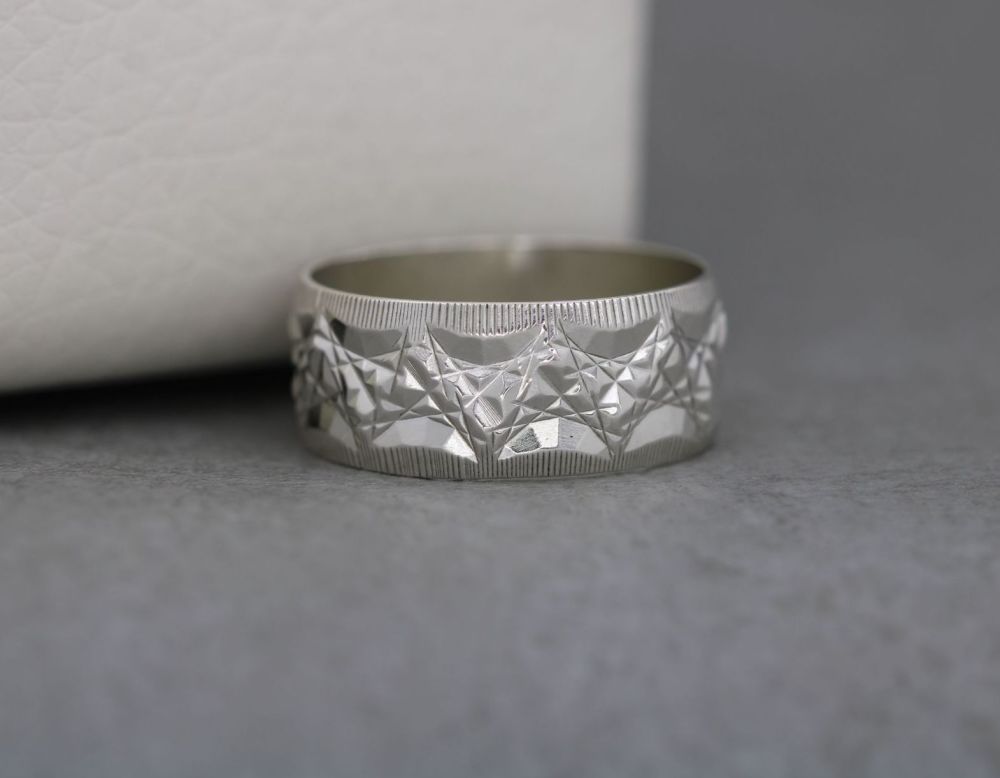 Vintage sterling silver geometric textured ring