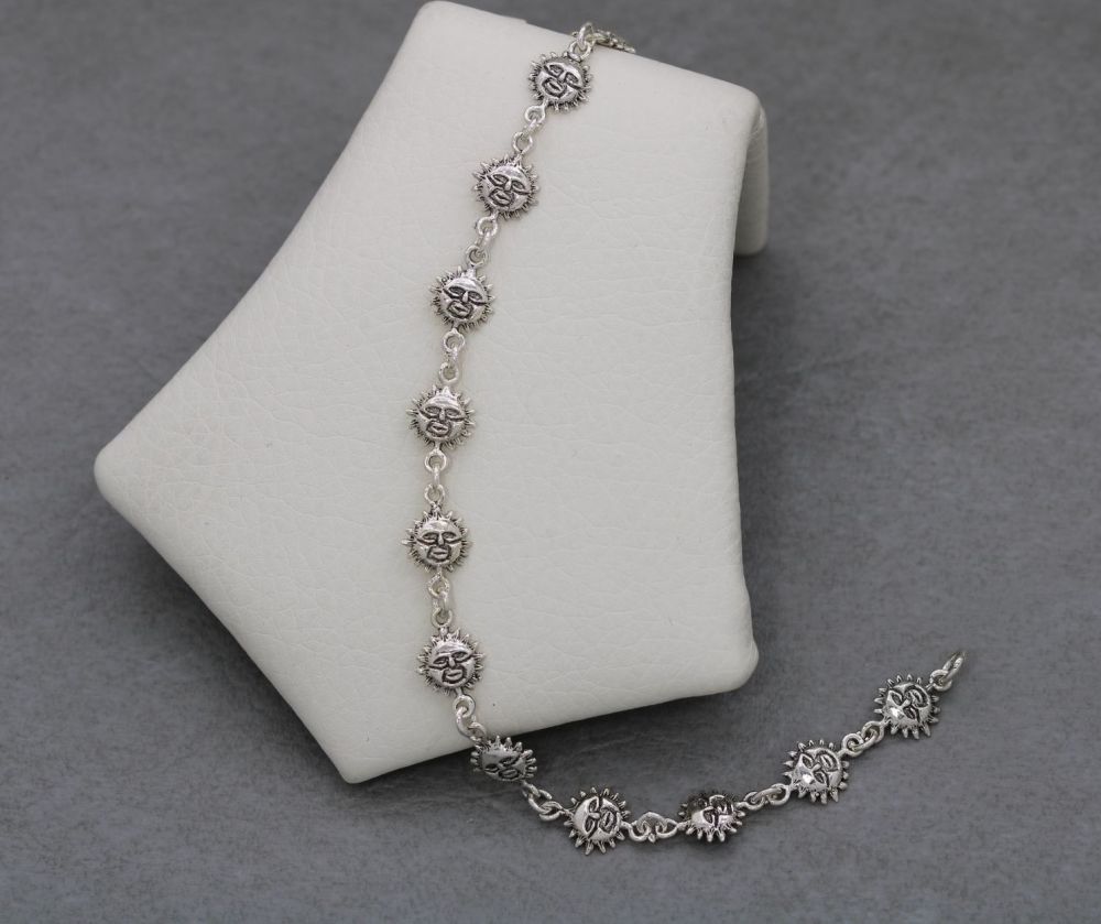 NEW Sterling silver domed face sun bracelet