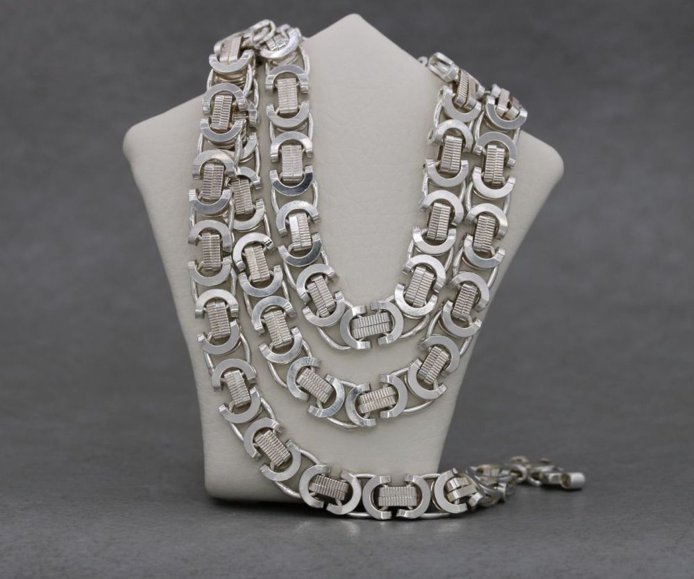 Heavy sterling silver byzantine chain necklace (24”, 8.5mm)