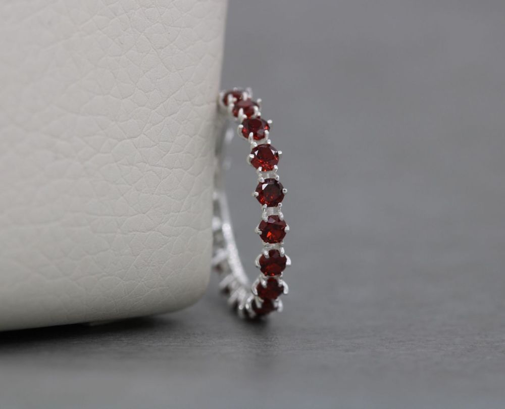 Sterling silver ring with bright red stones