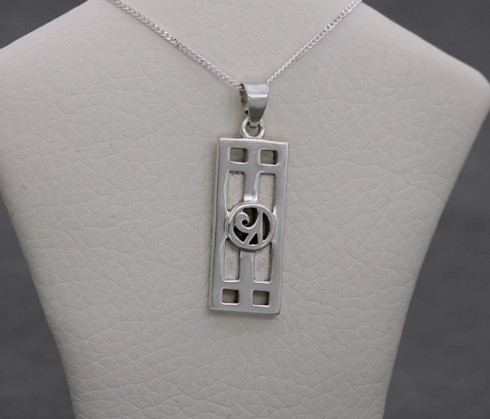 Sterling silver rectangular abstract necklace