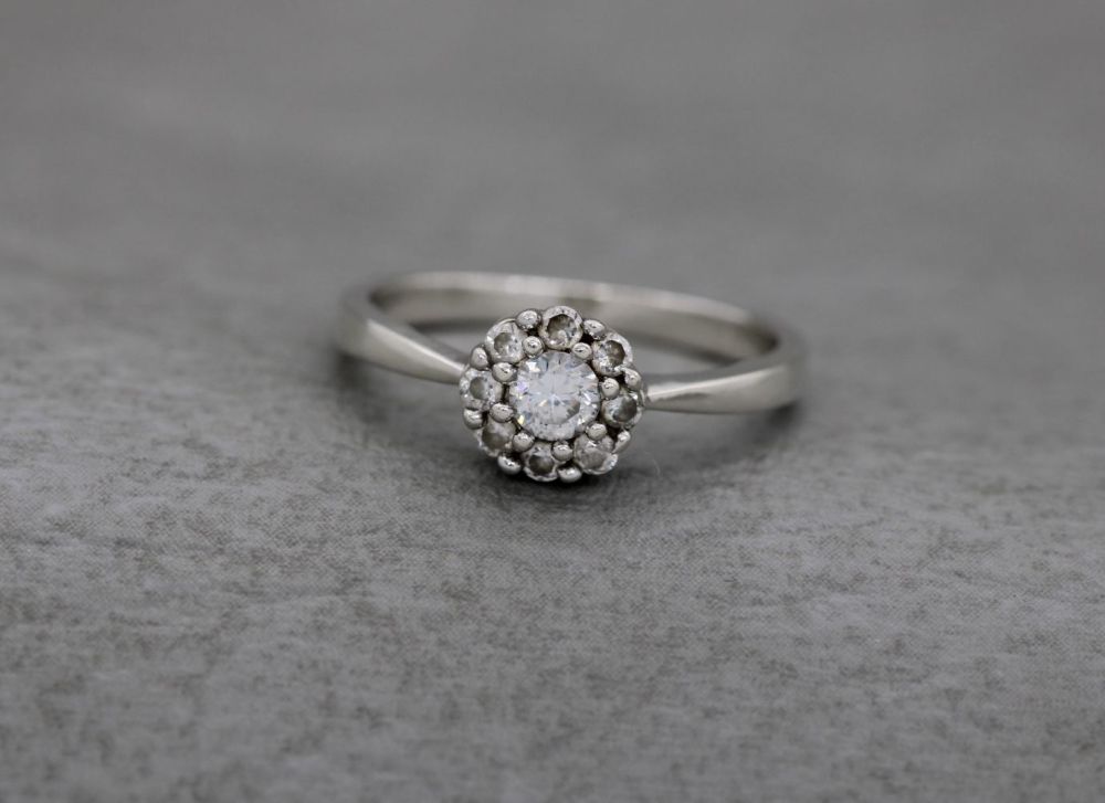 Sterling silver & clear stone cluster ring