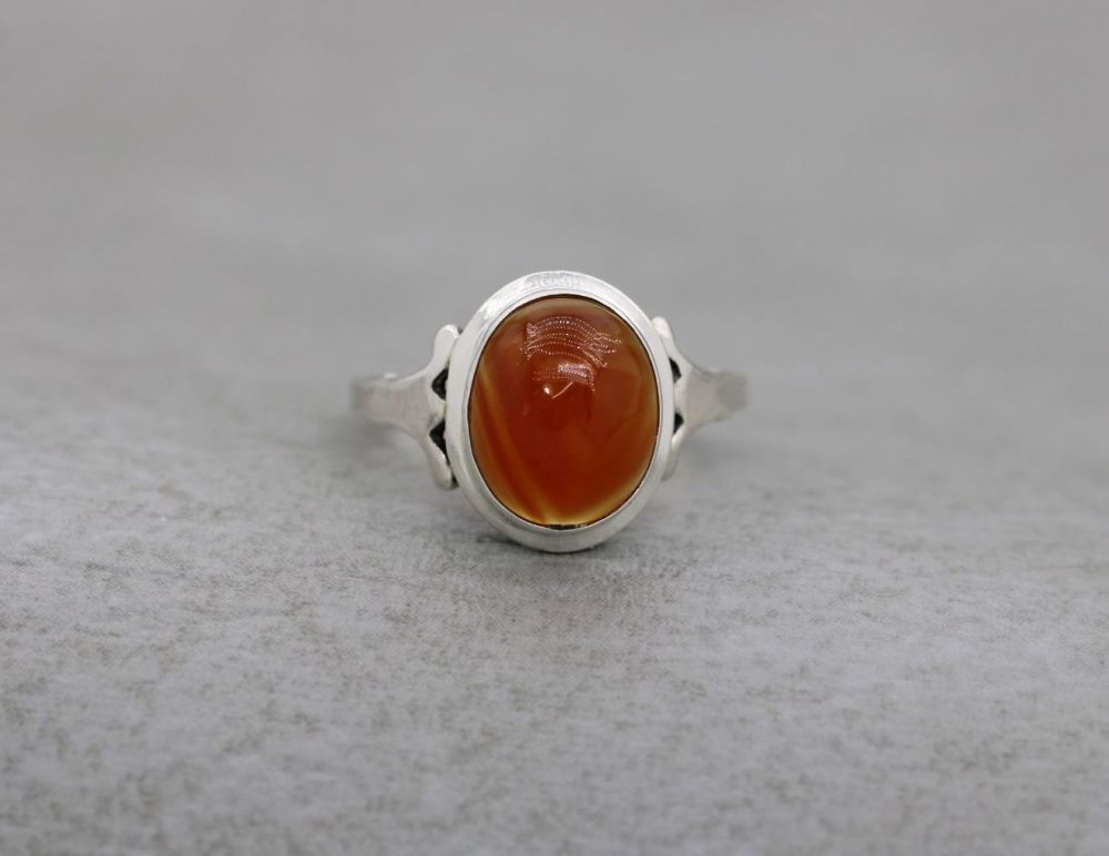 Sterling silver & orange agate ring
