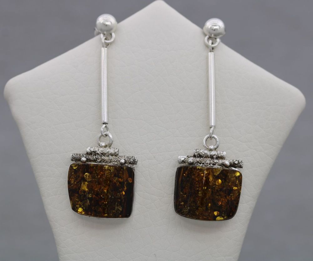 Sterling silver & amber earrings