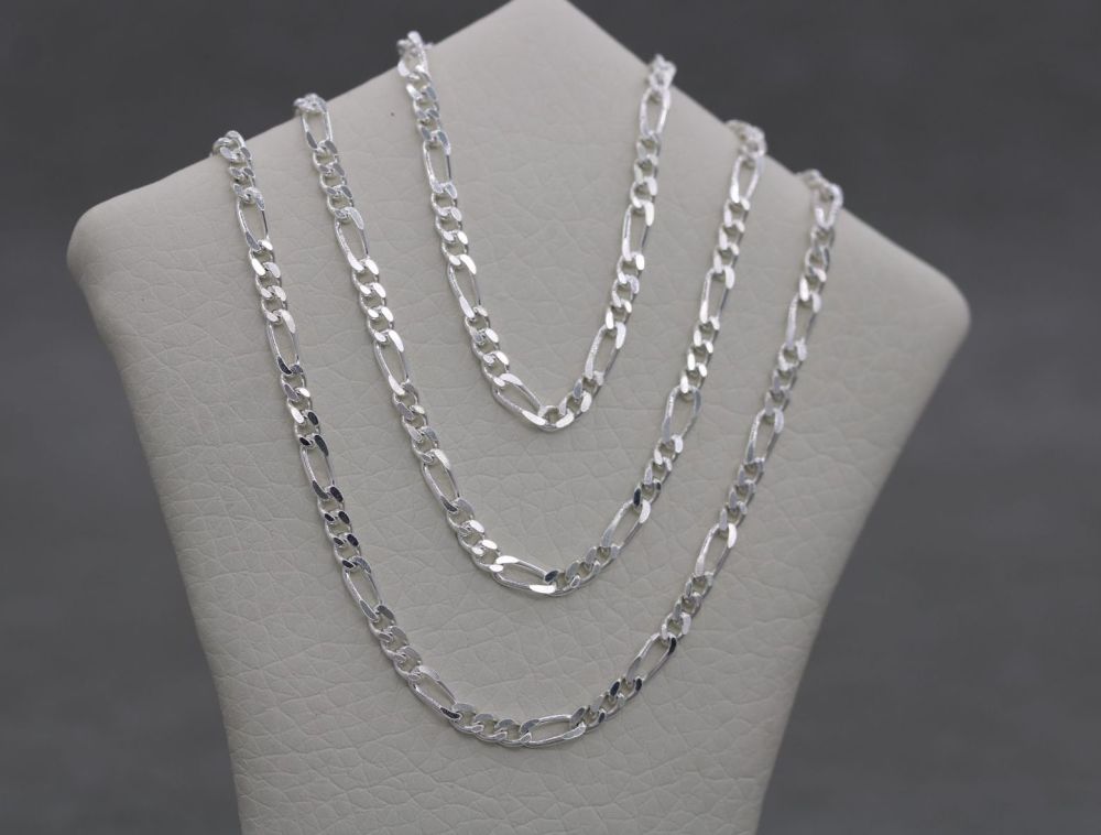 NEW Sterling silver Figaro chain necklace (20”, 2.6mm)