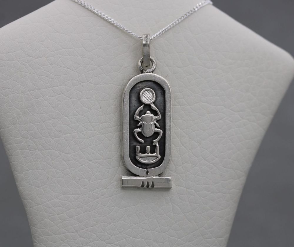 Double-sided Egyptian silver necklace