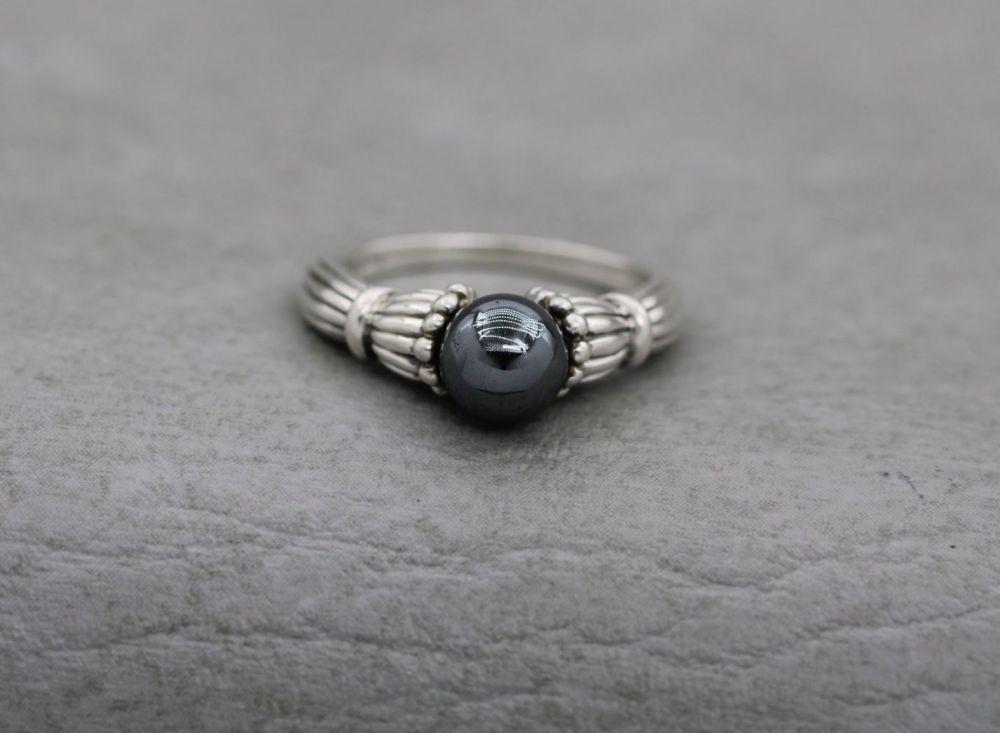 Fancy sterling silver & hematite ring