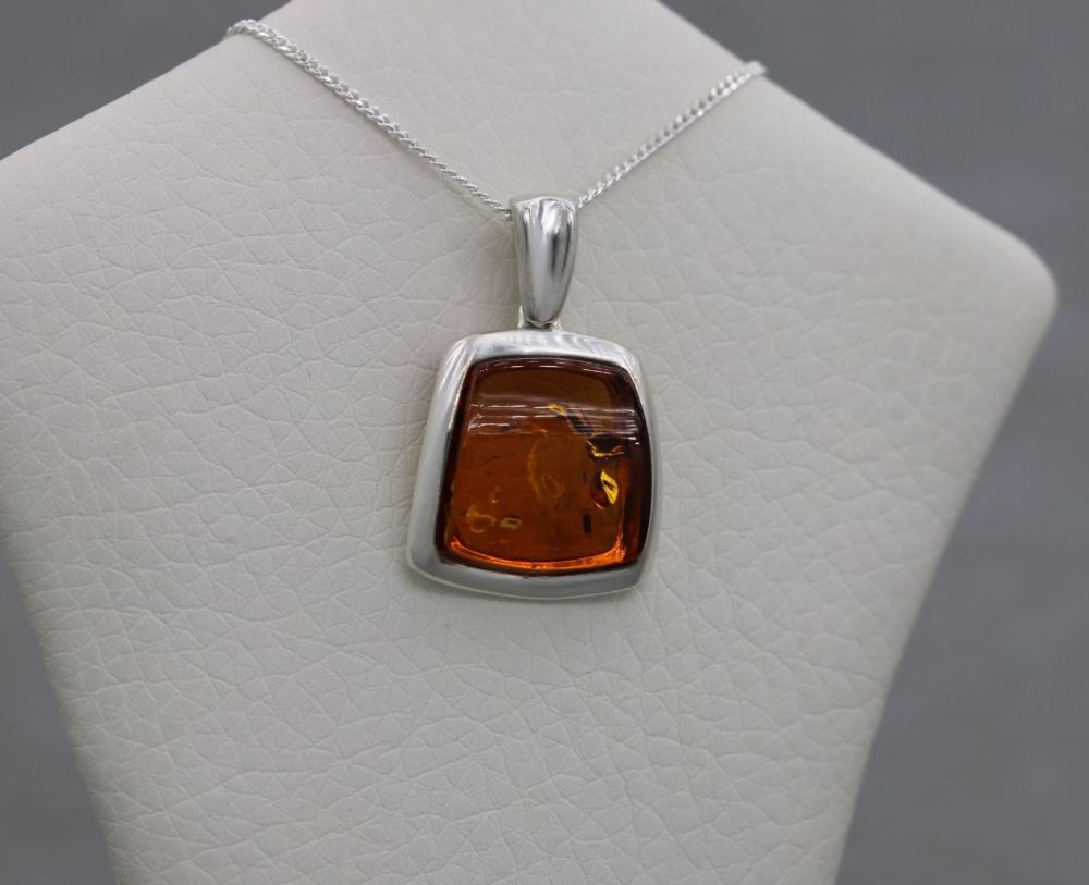Sterling silver & amber necklace