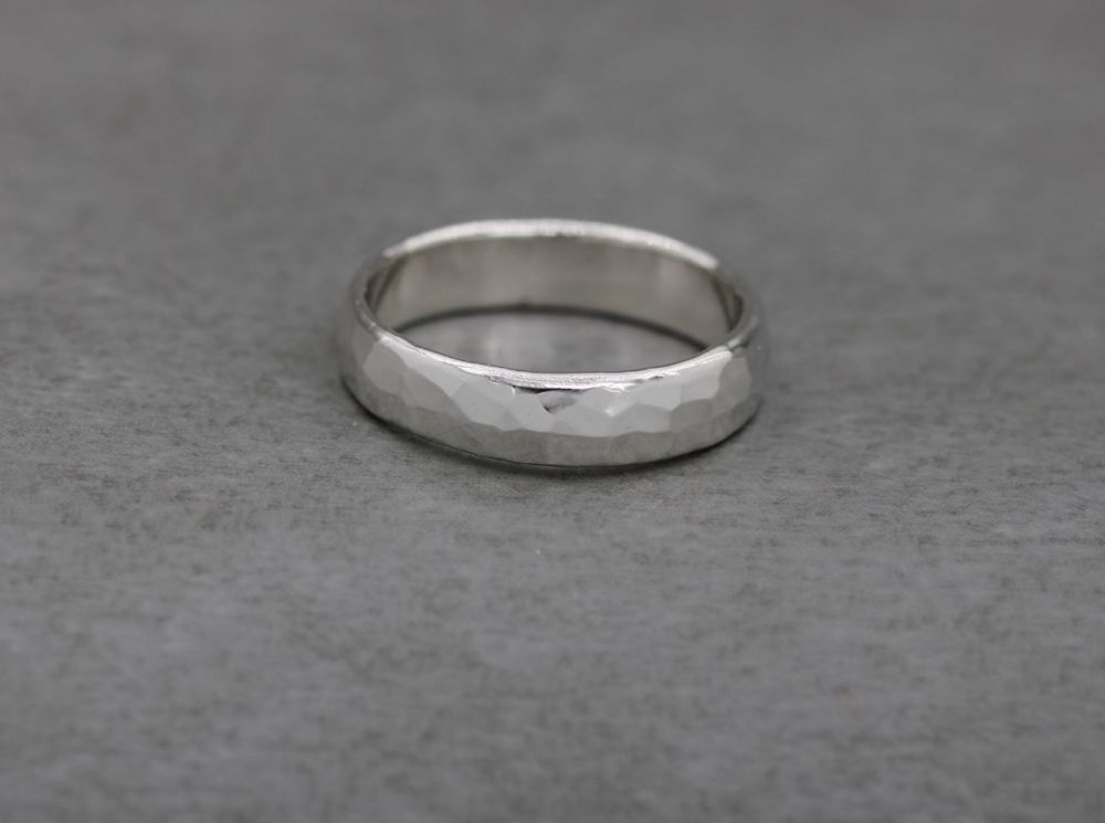 NEW Hammer textured sterling silver ring (L)