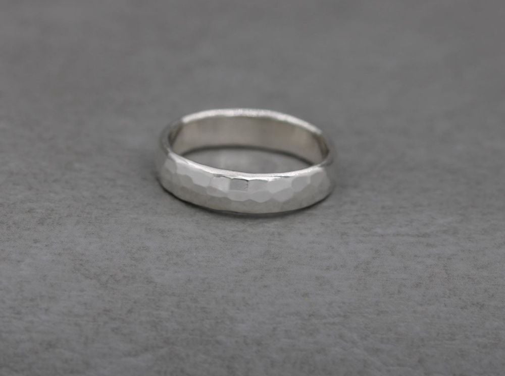 NEW Hammer textured sterling silver ring (N)