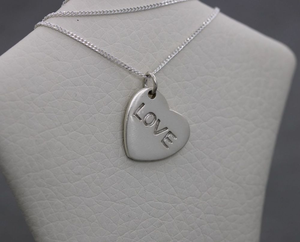 Sterling silver 'LOVE' heart necklace