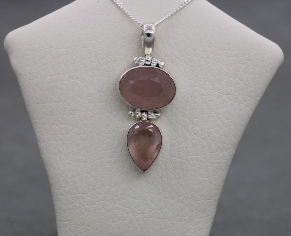 Sterling silver & rose quartz necklace