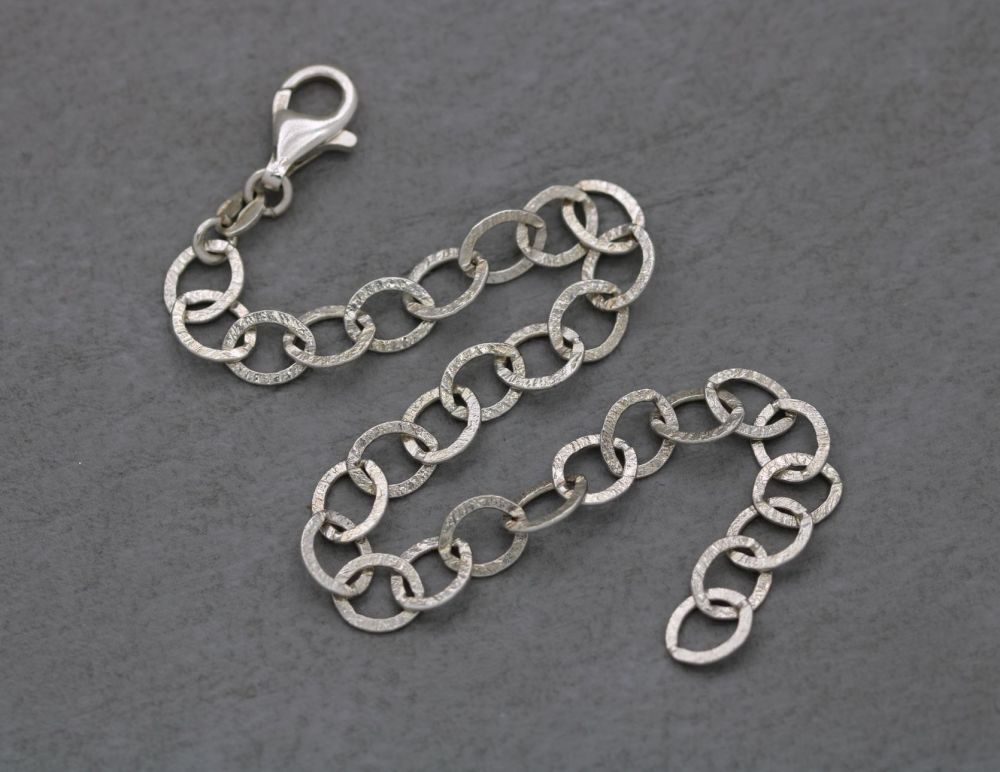 Italian sterling silver textured chain bracelet