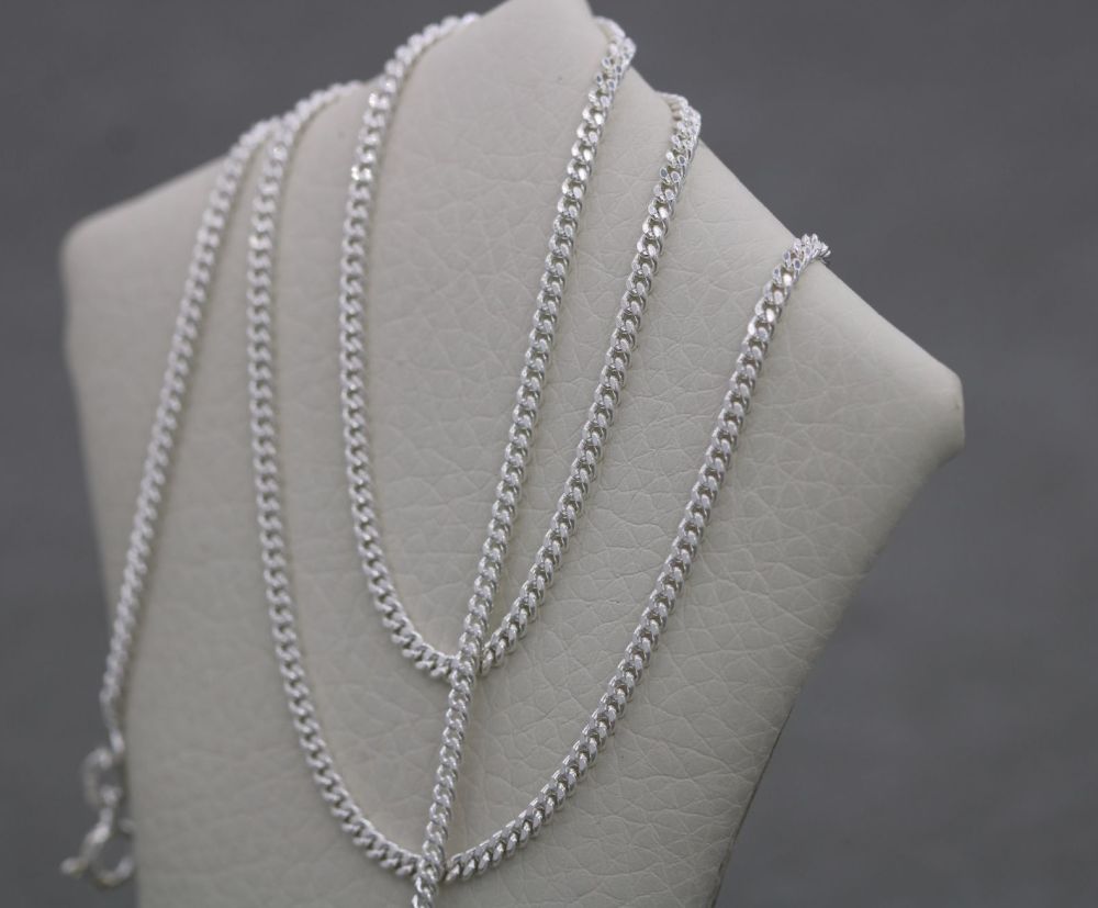 NEW Sterling silver curb chain necklace (20”, 2.1mm)