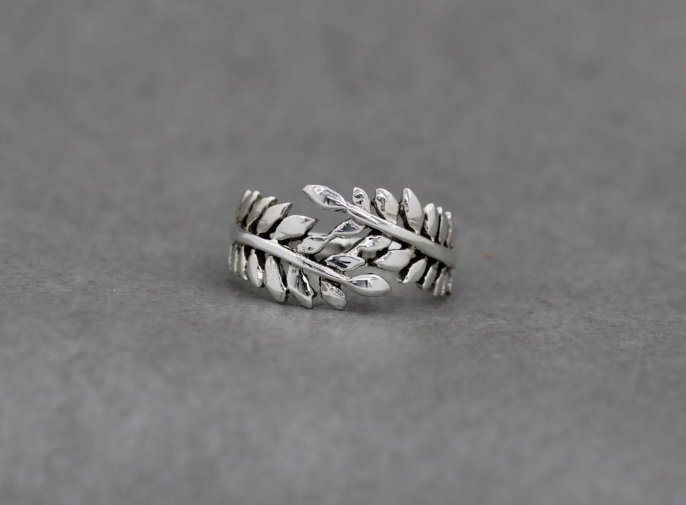 Sterling silver leaf bypass ring