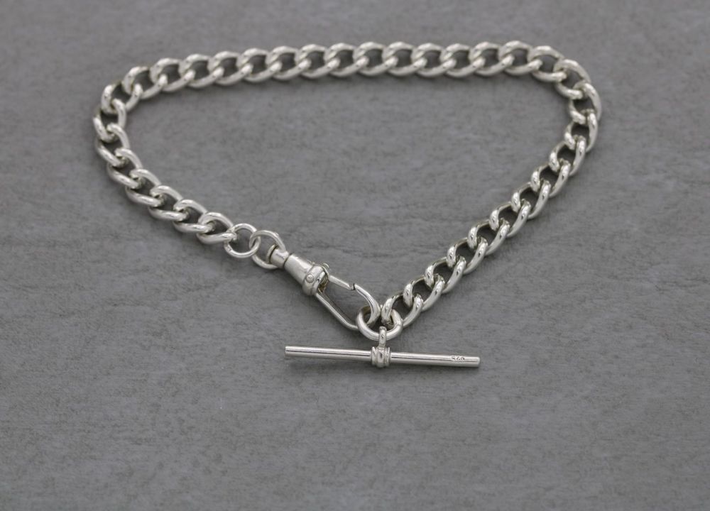 Sterling silver Albert bracelet with dog-clip clasp & T bar