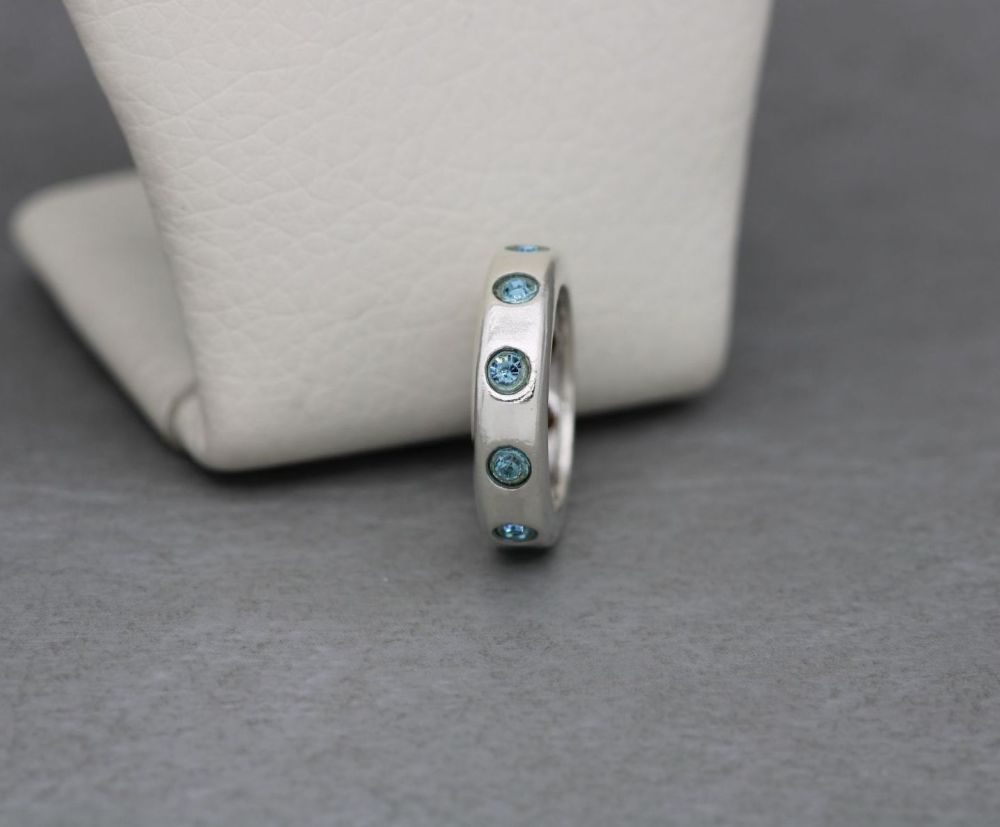 Bold sterling silver & blue stone ring