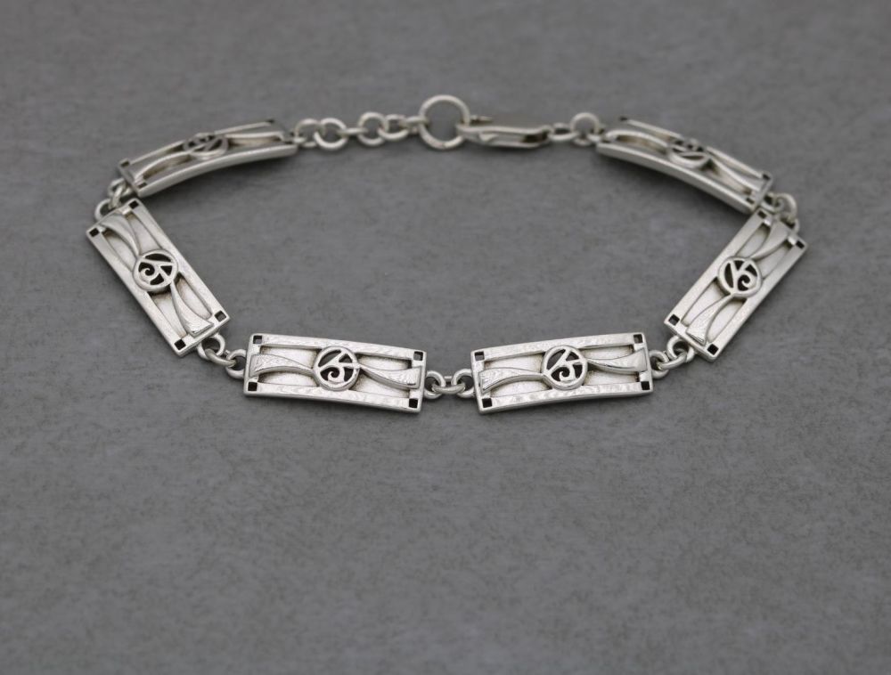 Sterling silver rectangular panel bracelet