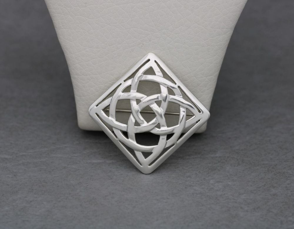 Square sterling silver celtic knot brooch