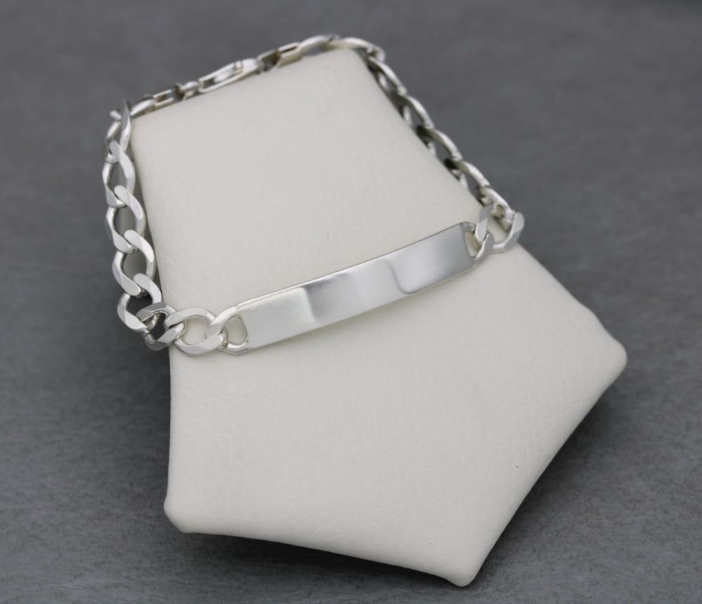 REFURBISHED Sterling silver curb chain identity bracelet