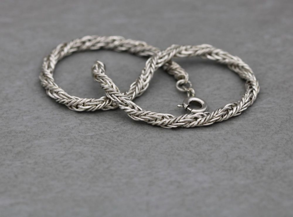Sterling silver twisted wheat chain bracelet