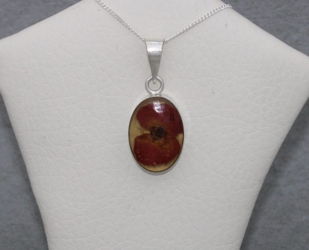 Sterling silver & real flower necklace