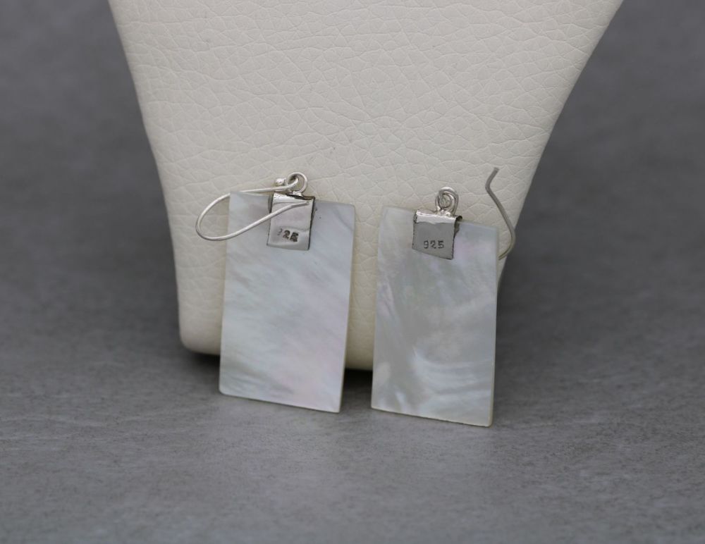REFURBISHED Sterling silver & mother of pearl earrings with floral detail