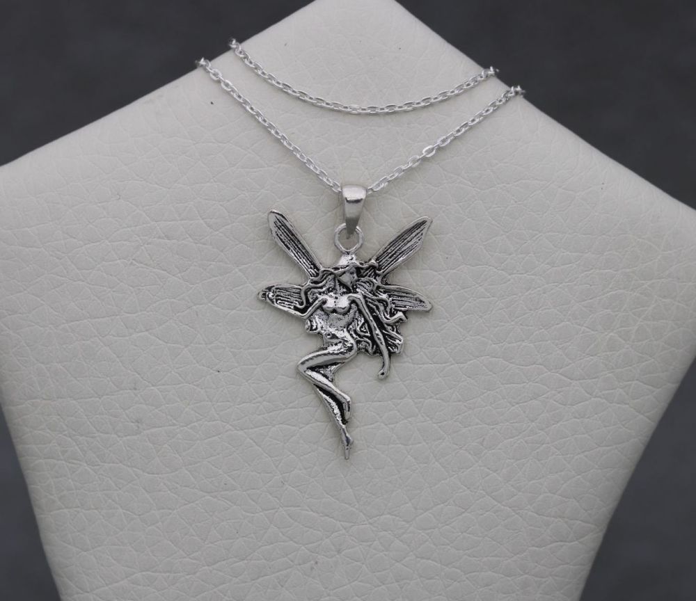 Small sterling silver fairy necklace