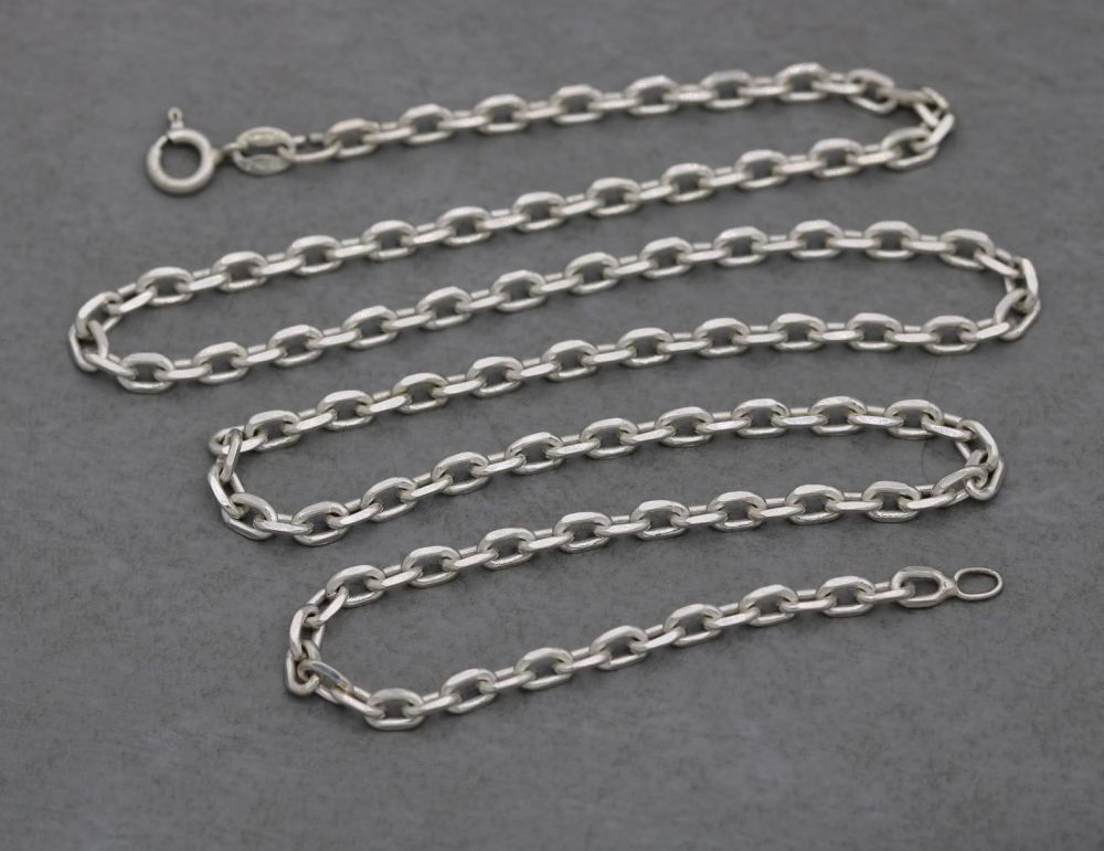 Sterling silver angled trace chain (20”, 3.5mm)