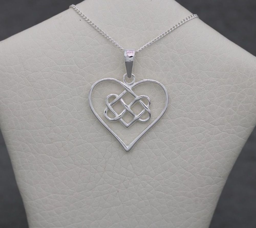 Sterling silver celtic knot heart necklace