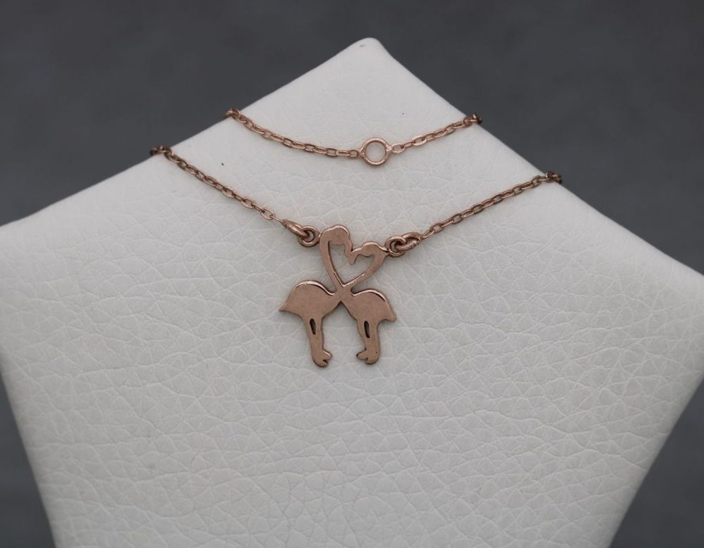 Delicate rose gold plated sterling silver flamingo necklace