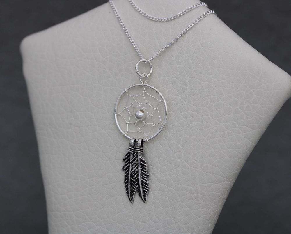 NEW Sterling silver dream-catcher necklace