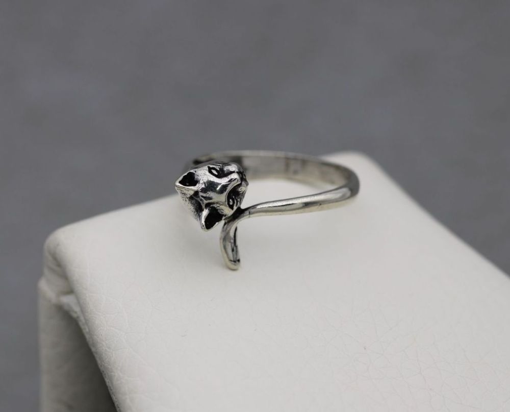 NEW Sterling silver cat wrap ring (M 1/2)