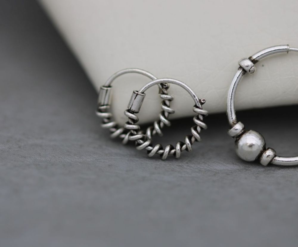 NEW Small sterling silver Bali hoop earrings (collection C)