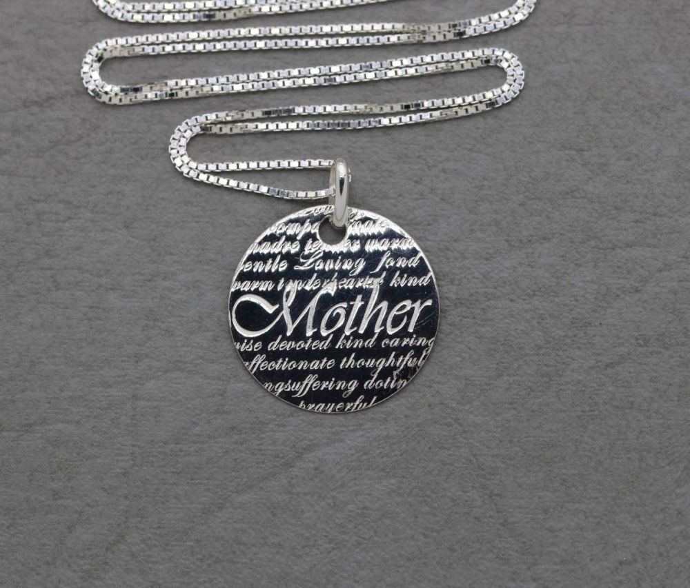 NEW Sterling silver 'Mother' sentiment necklace