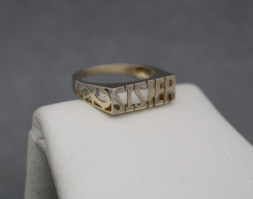 PRELOVED Gold plated sterling silver SISTER ring (P)