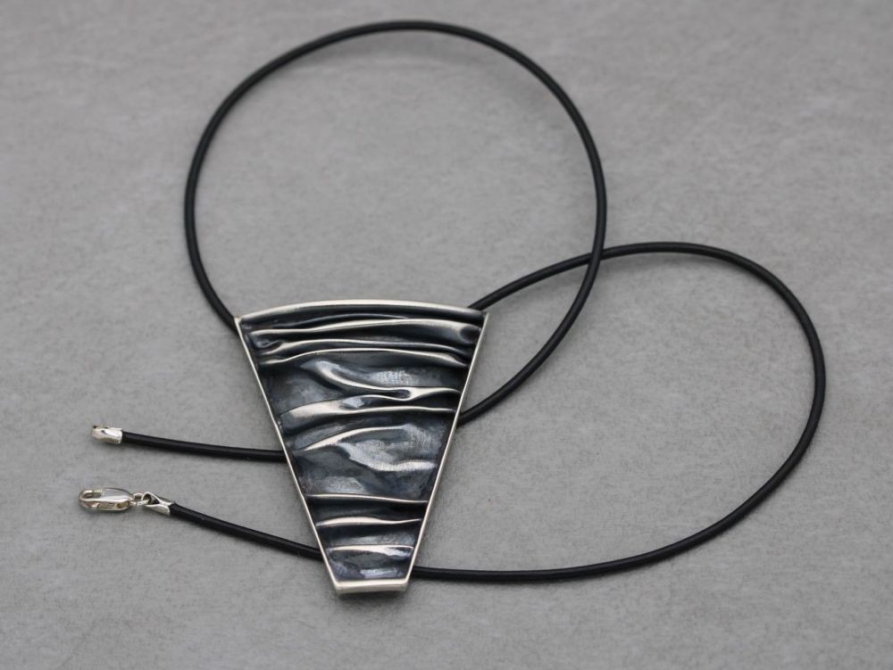 REFURBISHED Oxidised sterling silver fold-formed necklace