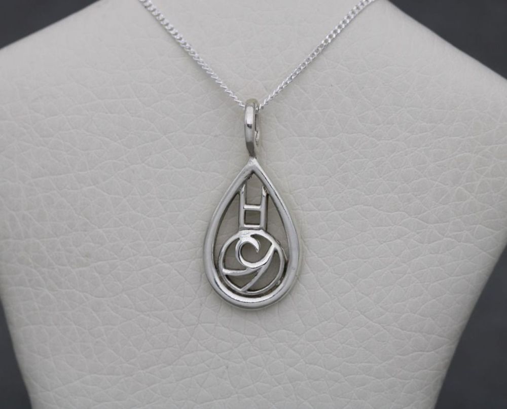 REFURBISHED Small sterling silver abstract rose necklace