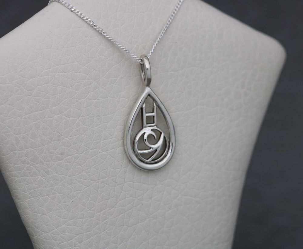 REFURBISHED Small sterling silver abstract rose necklace