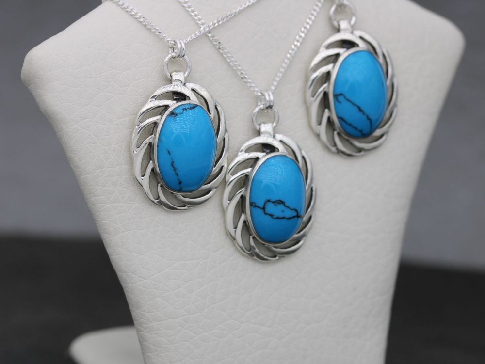 NEW Fancy sterling silver & blue howlite necklace