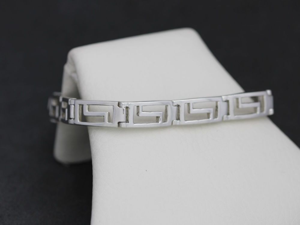 NEW Sterling silver Greek key panel bracelet