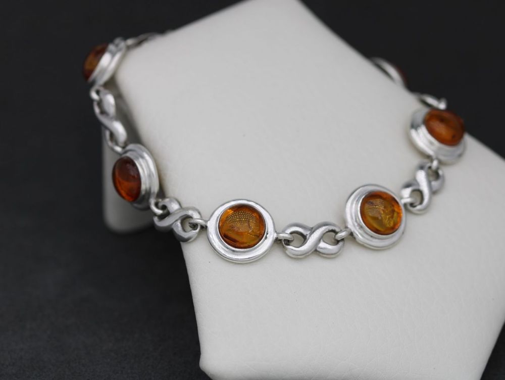 REFURBISHED Sterling silver & amber bracelet