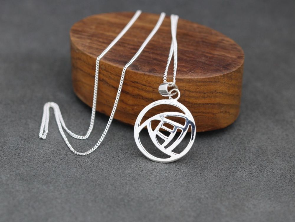 NEW Sterling silver abstract rose necklace