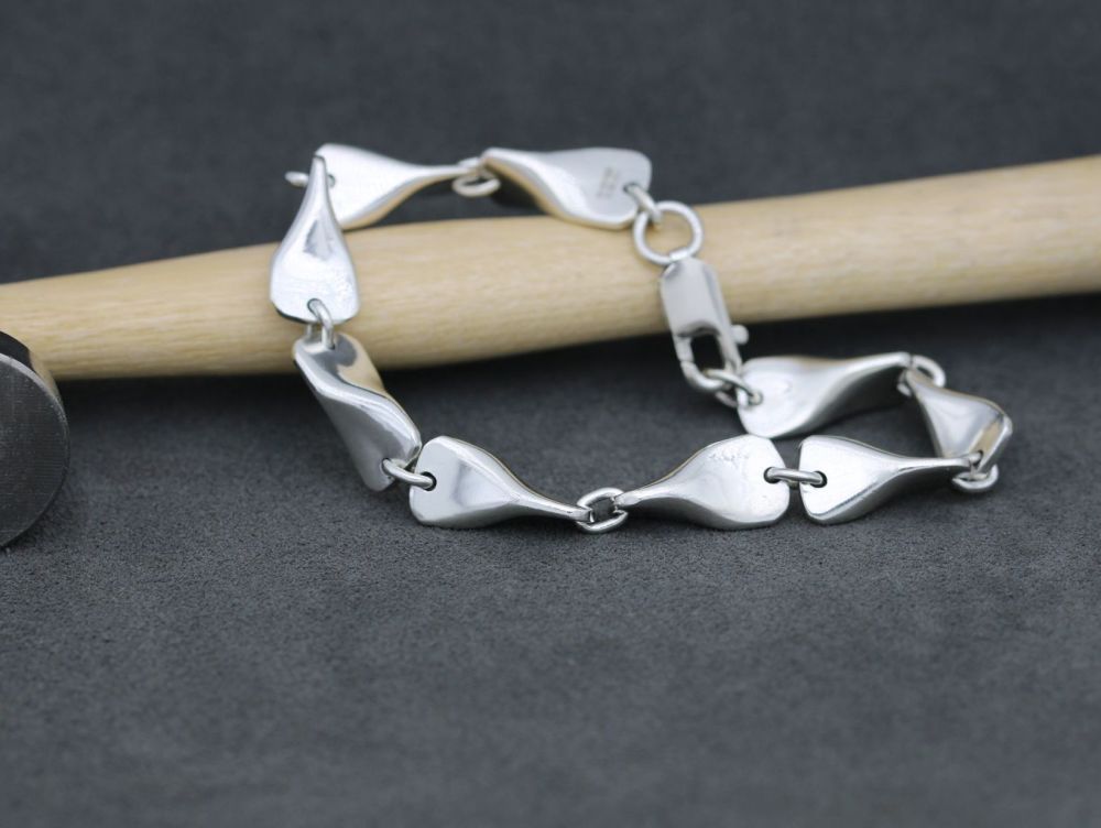HANDMADE Sterling silver bracelet with smooth tactile chunks