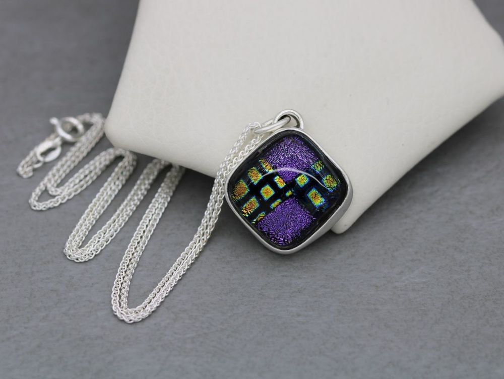 REMODELLED Sterling silver & dichroic glass necklace
