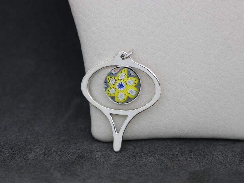REFURBISHED Caithness sterling silver & millefiori glass pendant