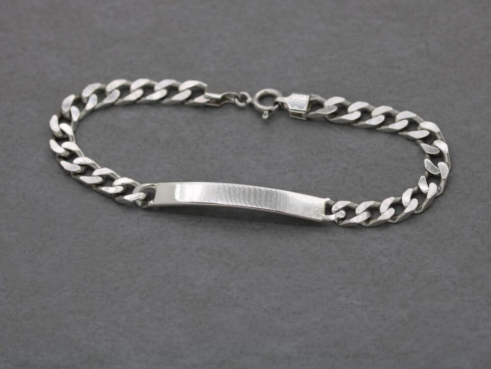 REFURBISHED Vintage sterling silver curb chain identity bracelet