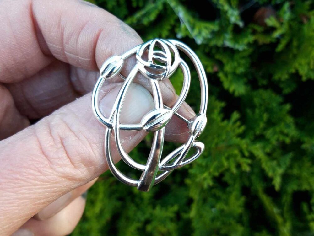 REFURBISHED Sterling silver rose brooch