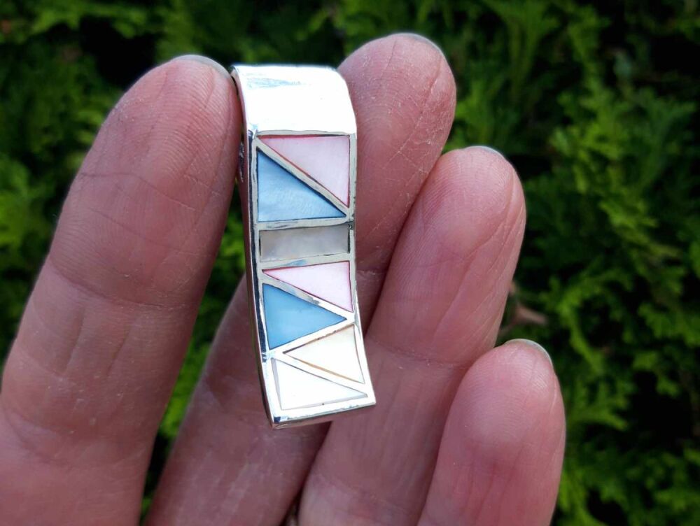 REFURBISHED Sterling silver & dyed mother of pearl pendant