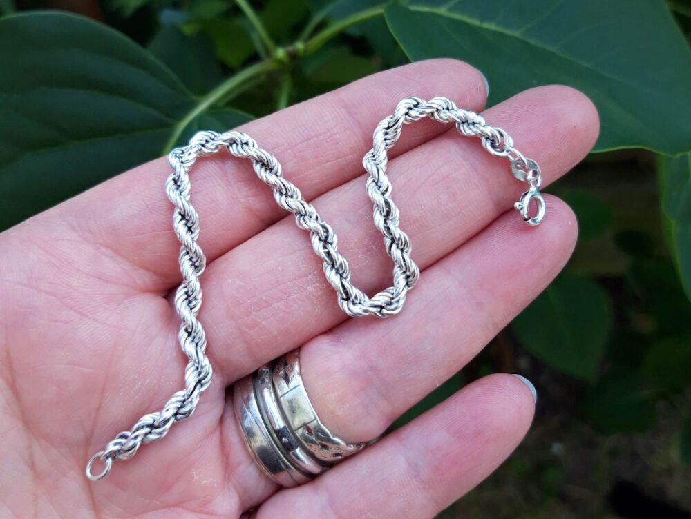 REFURBISHED Sterling silver rope chain bracelet